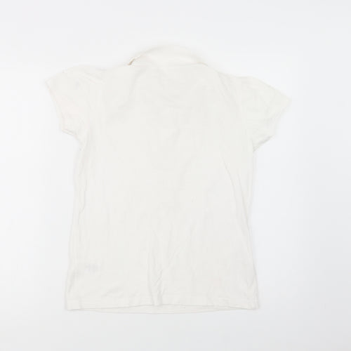 George Girls White  Cotton Basic Polo Size 13-14 Years Collared Button - School Wear