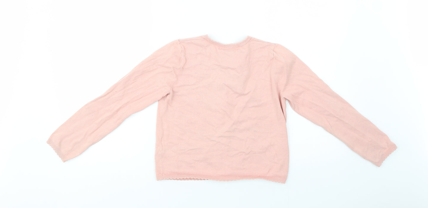 George Girls Pink Crew Neck  Cotton Cardigan Jumper Size 9-10 Years  Button
