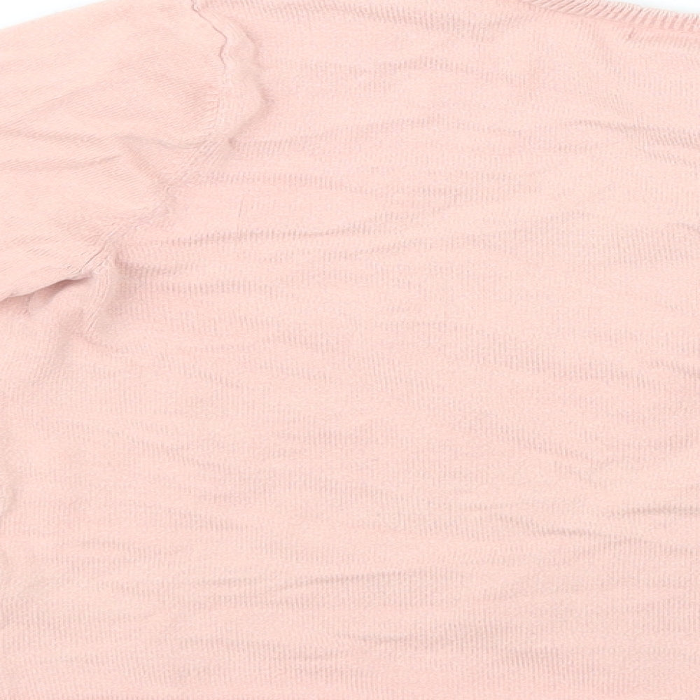 George Girls Pink Crew Neck  Cotton Cardigan Jumper Size 9-10 Years  Button