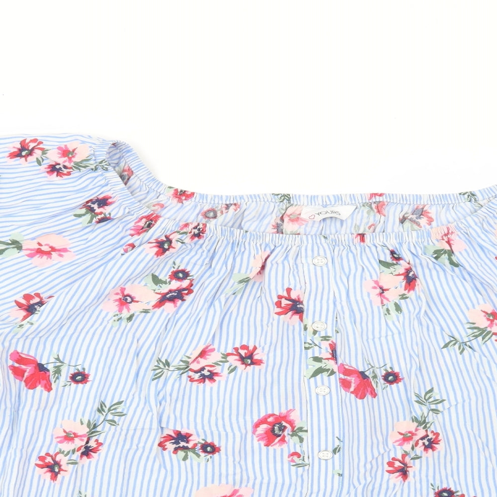 Love Yours Womens Blue Striped Viscose Basic Blouse Size 22 Off the Shoulder