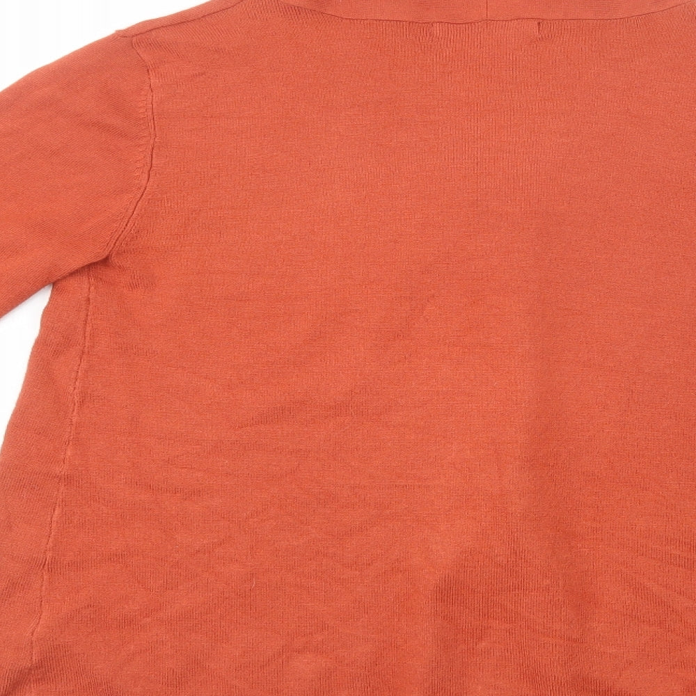 Dunnes Stores Womens Orange V-Neck  Viscose Cardigan Jumper Size S