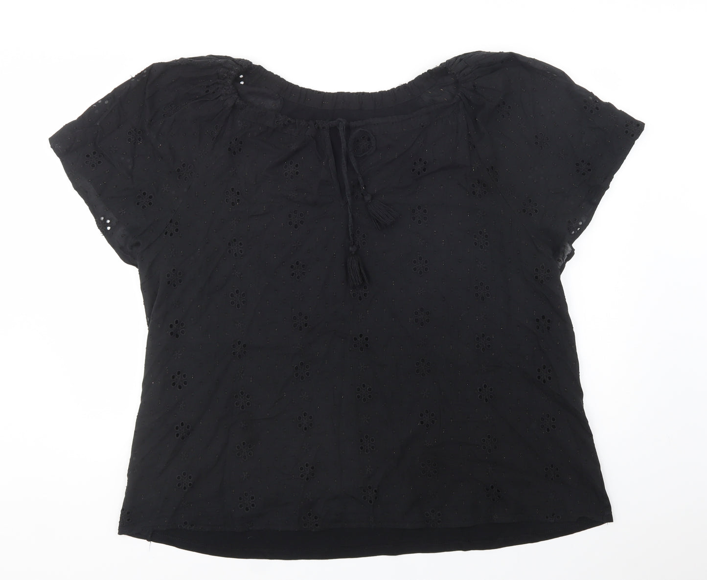 NEXT Womens Black  Cotton Basic Blouse Size 22 Round Neck