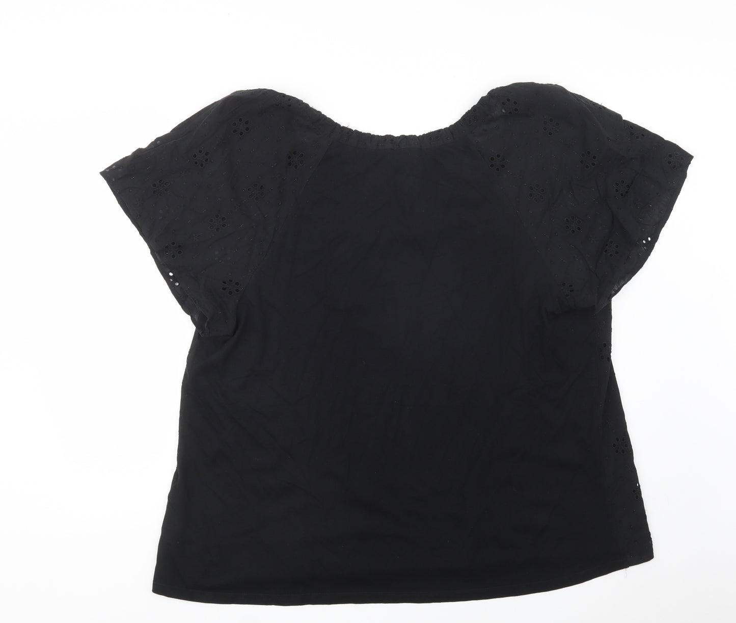 NEXT Womens Black  Cotton Basic Blouse Size 22 Round Neck