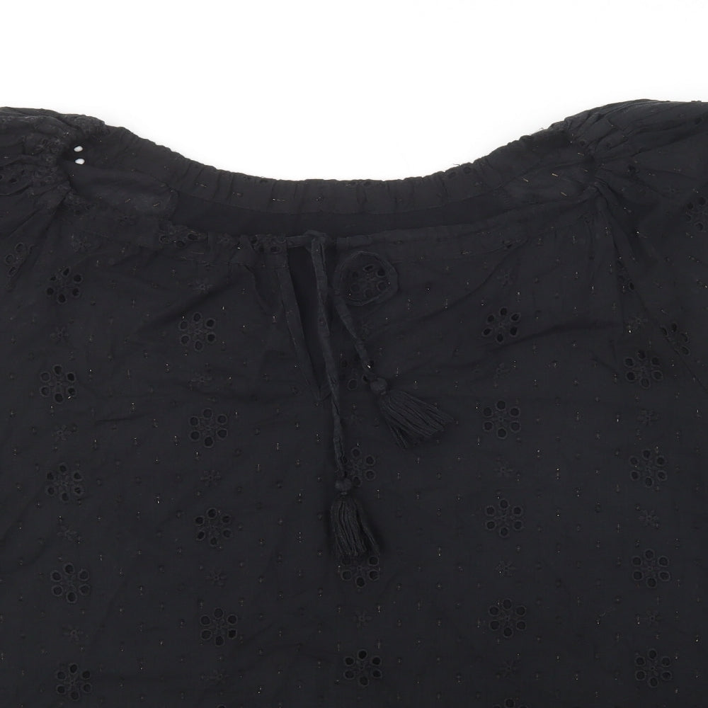 NEXT Womens Black  Cotton Basic Blouse Size 22 Round Neck