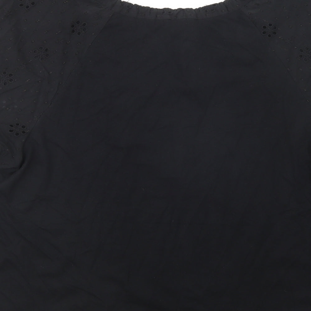 NEXT Womens Black  Cotton Basic Blouse Size 22 Round Neck