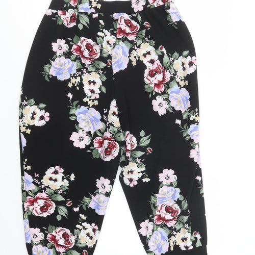 SheIn Womens Black Floral Polyester Cropped Trousers Size 3XL L21 in Regular