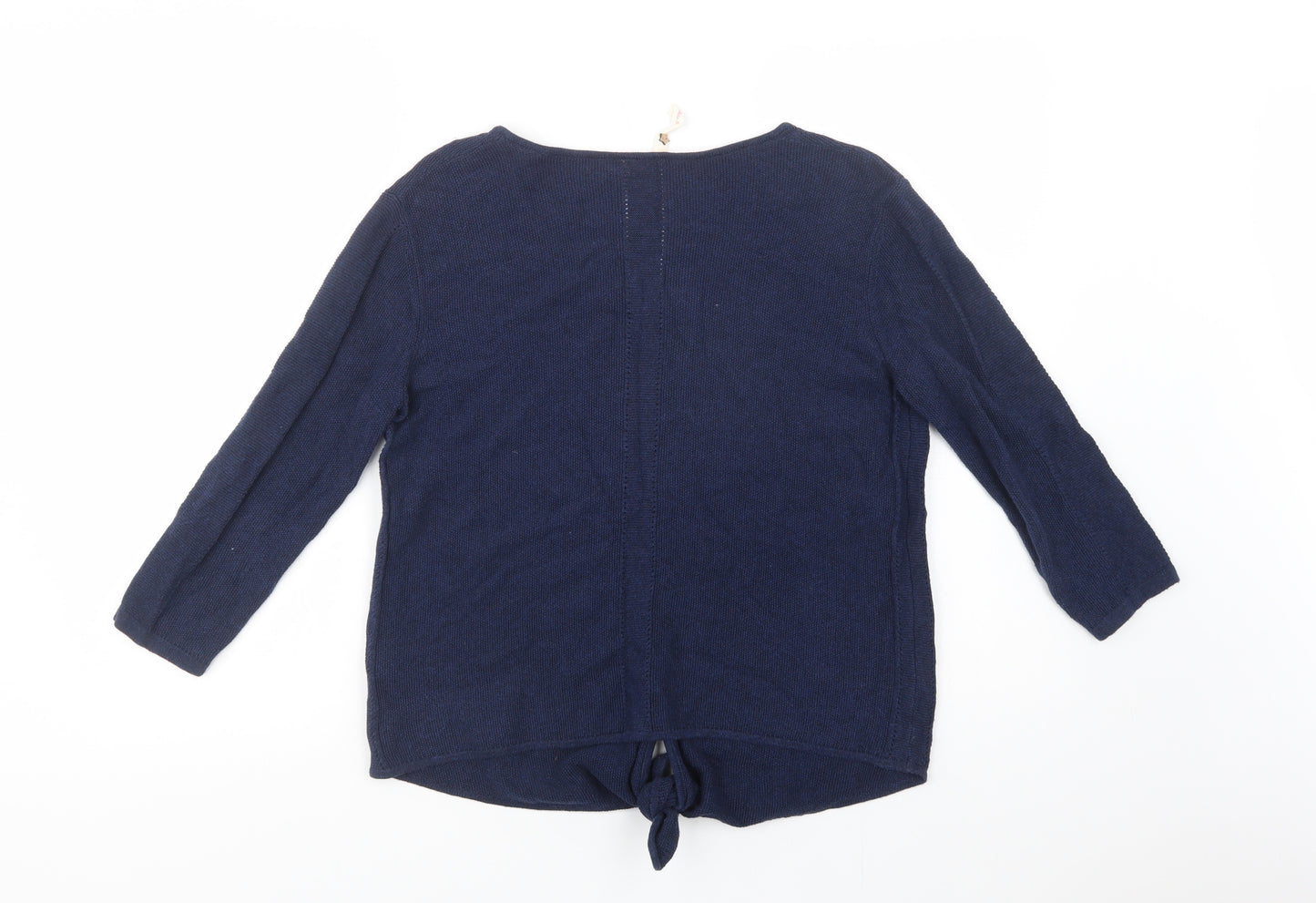 White Stuff Womens Blue V-Neck  Cotton Pullover Jumper Size 8