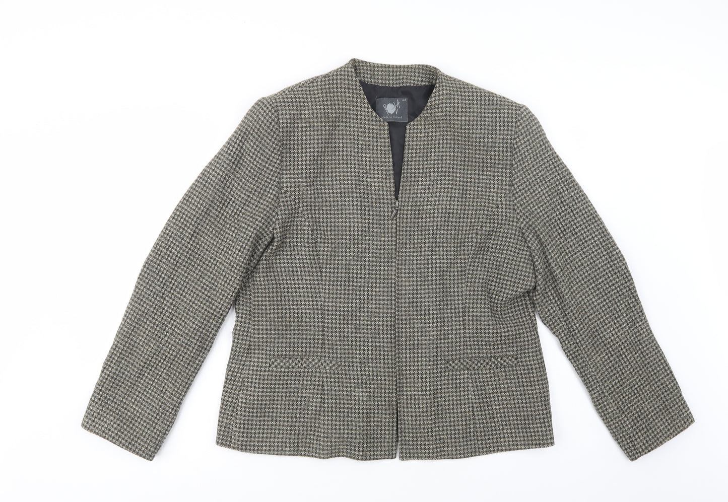 Pola Womens Green Check  Jacket Blazer Size 14  Zip