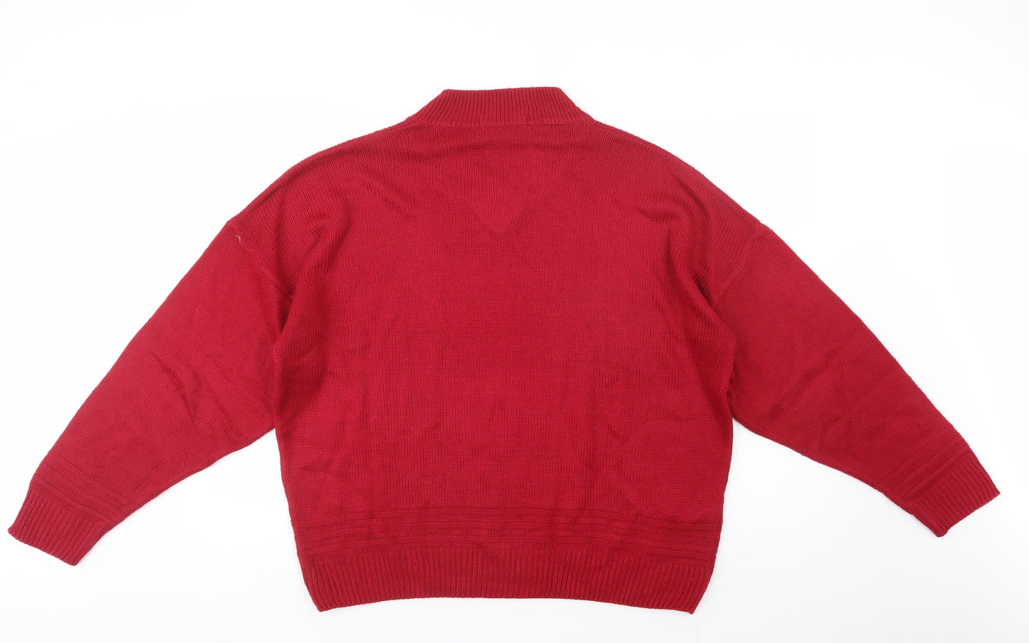 St Michael Womens Red V-Neck  Acrylic Pullover Jumper Size 16