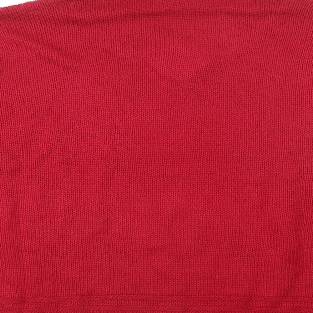 St Michael Womens Red V-Neck  Acrylic Pullover Jumper Size 16