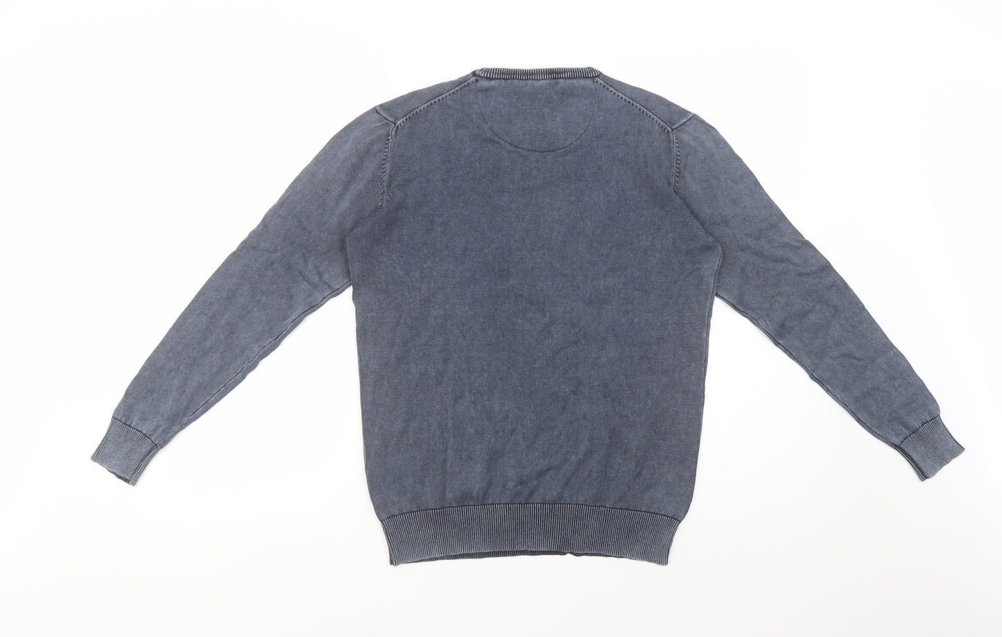 Hermitage Mens Blue Crew Neck  Cotton Pullover Jumper Size S
