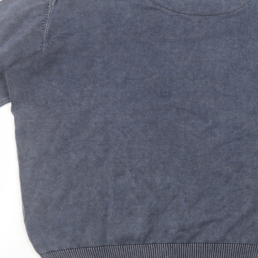 Hermitage Mens Blue Crew Neck  Cotton Pullover Jumper Size S