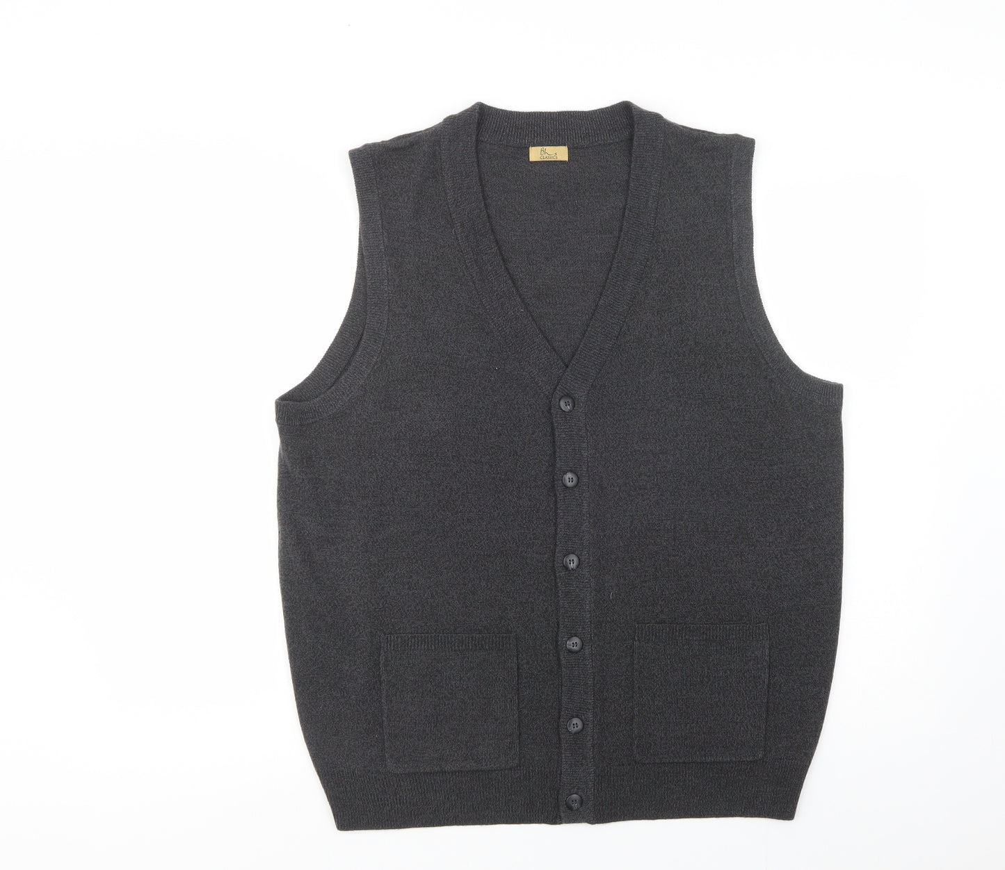 BHS Mens Grey V-Neck  Acrylic Vest Jumper Size M