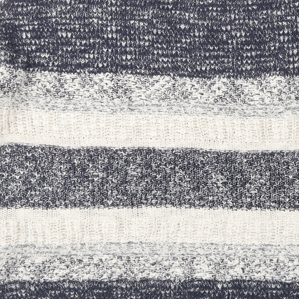 C&A Womens Blue Crew Neck Striped Cotton Pullover Jumper Size XS