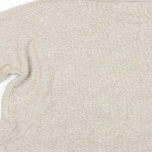 Zara Womens Beige Crew Neck  Viscose Pullover Jumper Size M