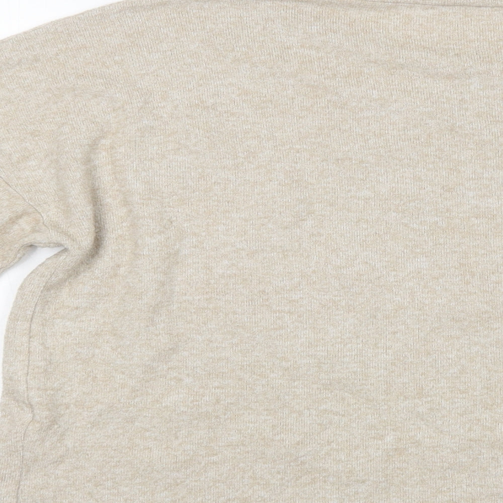 Zara Womens Beige Crew Neck  Viscose Pullover Jumper Size M
