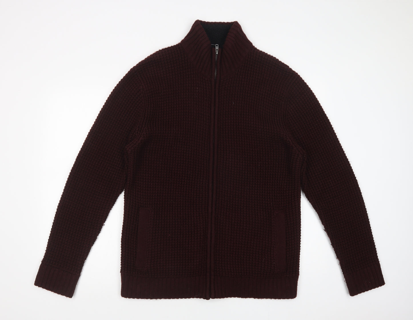 NEXT Mens Purple Collared  Acrylic Full Zip Jumper Size XL