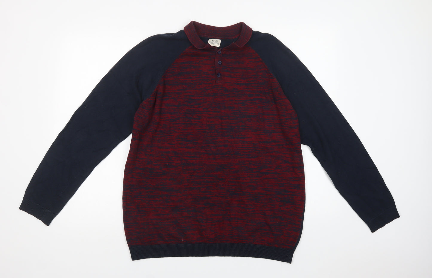 Matalan Mens Blue Collared  Cotton Henley Jumper Size L
