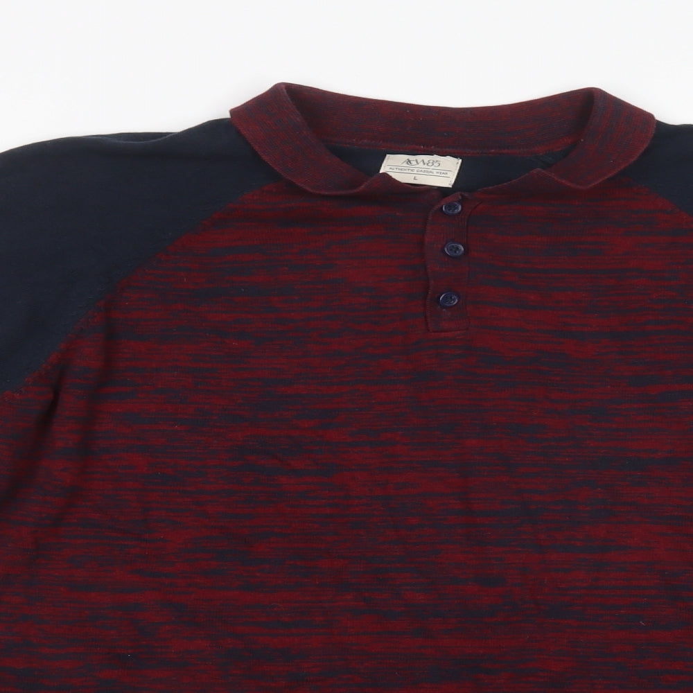 Matalan Mens Blue Collared  Cotton Henley Jumper Size L