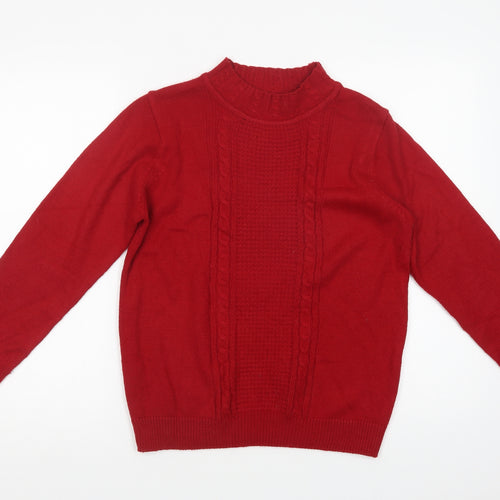 Isle Womens Red Mock Neck  Acrylic Pullover Jumper Size S