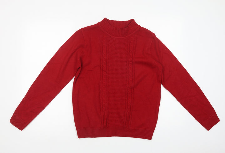 Isle Womens Red Mock Neck  Acrylic Pullover Jumper Size S