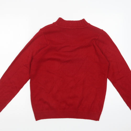 Isle Womens Red Mock Neck  Acrylic Pullover Jumper Size S
