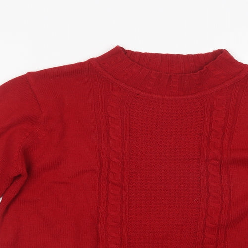 Isle Womens Red Mock Neck  Acrylic Pullover Jumper Size S