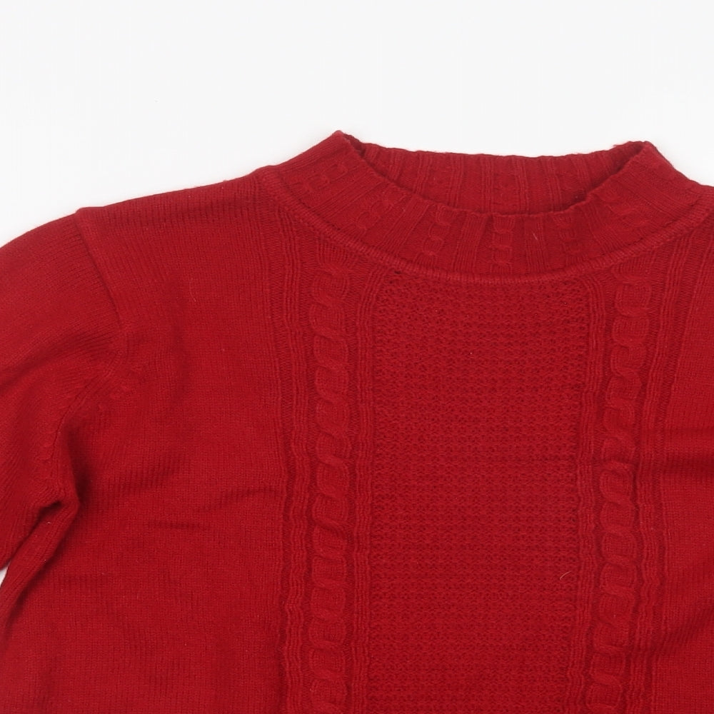 Isle Womens Red Mock Neck  Acrylic Pullover Jumper Size S
