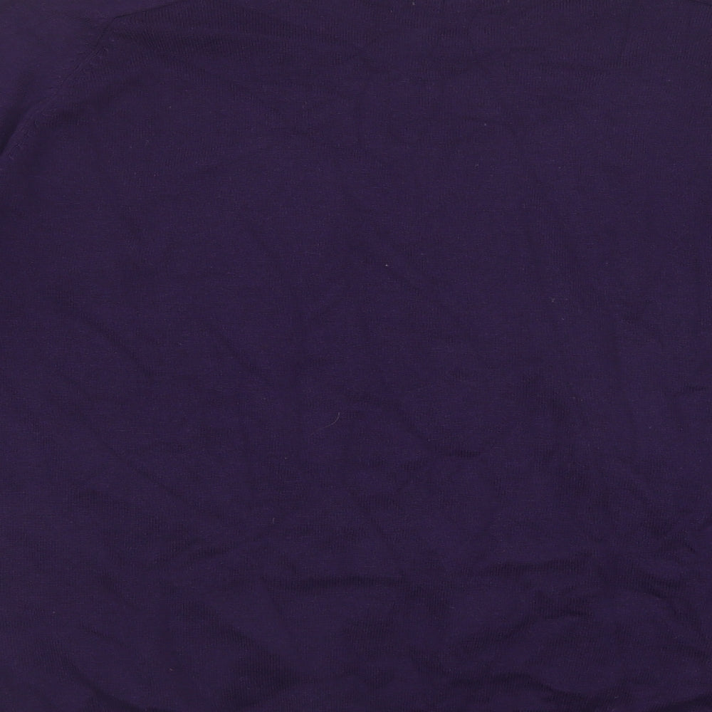 TU Mens Purple V-Neck  Cotton Pullover Jumper Size L