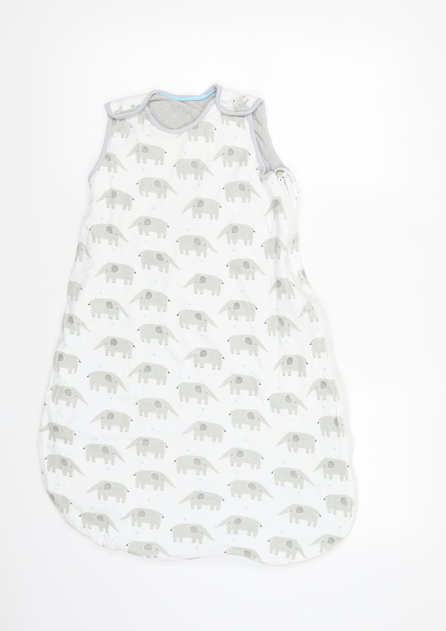John Lewis Baby White Geometric Cotton Babygrow One-Piece Size 6-9 Months  Zip - Sleeping Bag