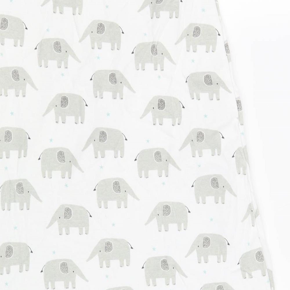 John Lewis Baby White Geometric Cotton Babygrow One-Piece Size 6-9 Months  Zip - Sleeping Bag