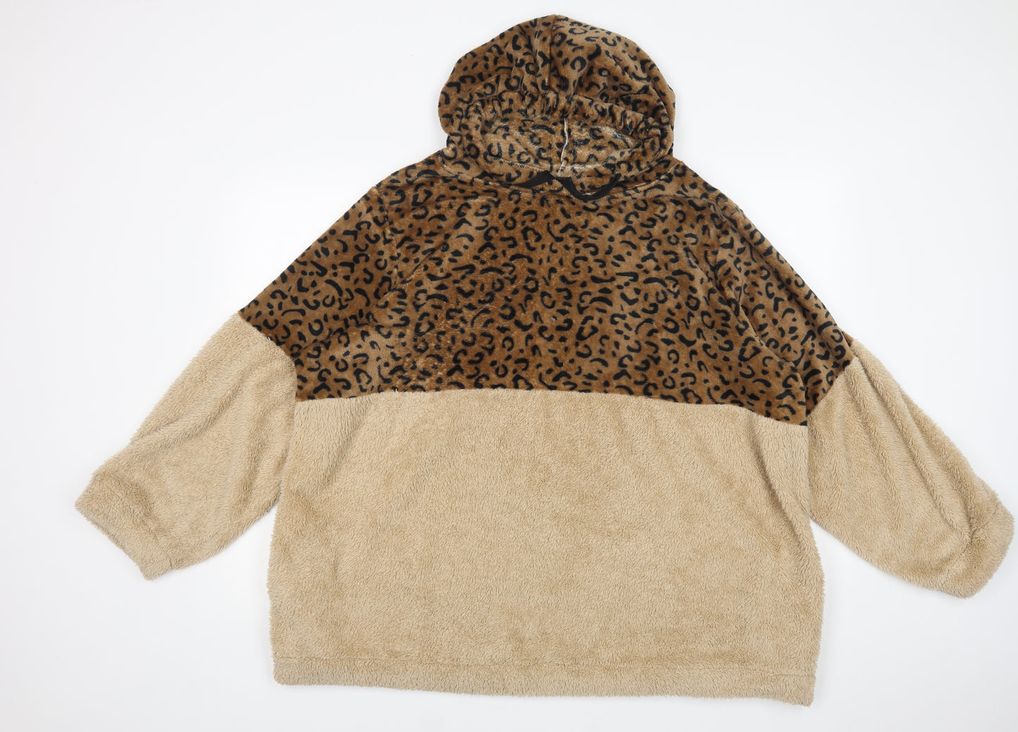 SheIn Womens Brown Animal Print Polyester Top Lounge Set Size 4XL  Drawstring