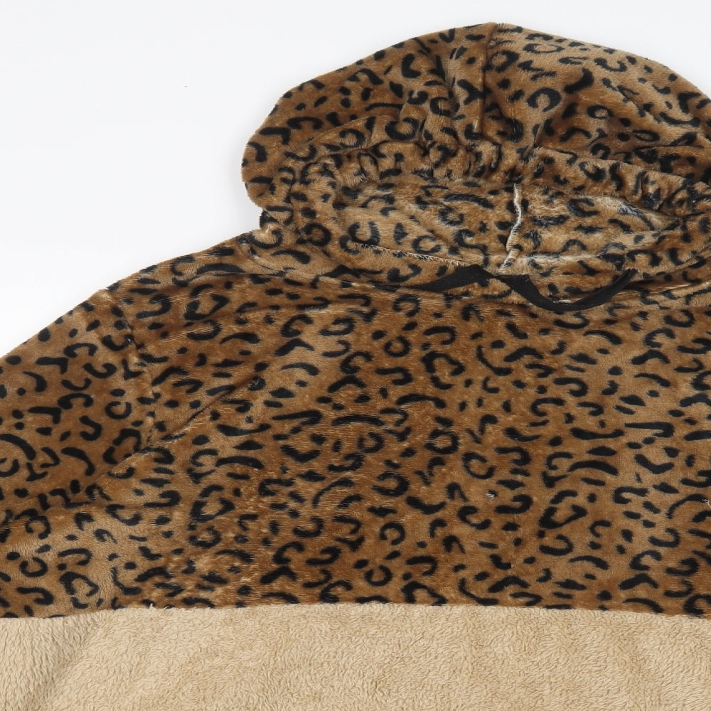 SheIn Womens Brown Animal Print Polyester Top Lounge Set Size 4XL  Drawstring