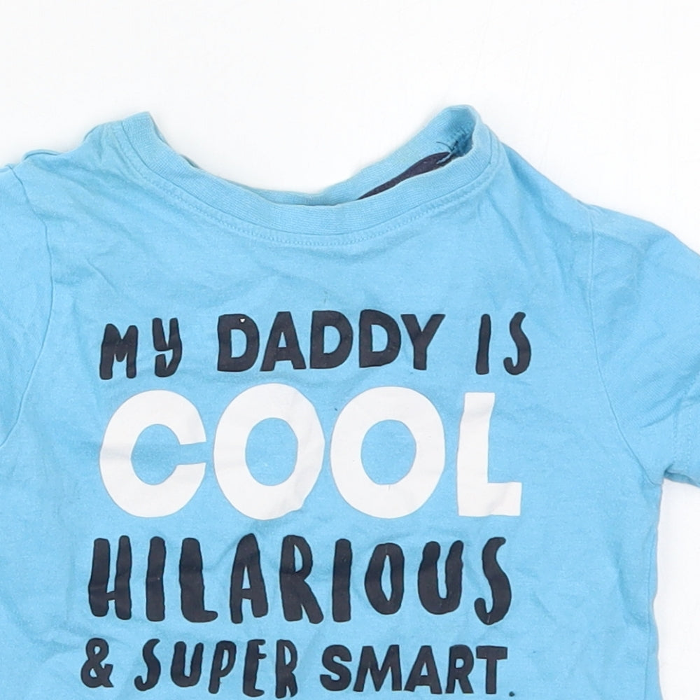 F&F Boys Blue  Cotton Basic T-Shirt Size 2-3 Years Crew Neck Pullover - My Daddy is Cool