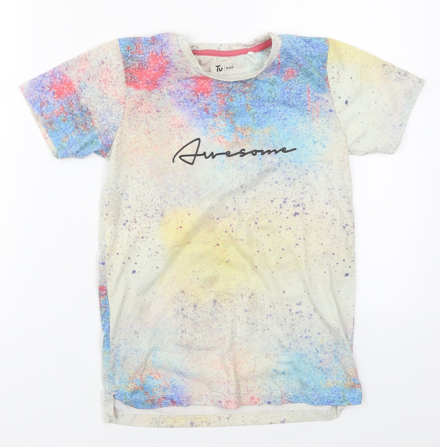 TU Boys Multicoloured  Polyester Basic T-Shirt Size 10 Years Crew Neck Pullover - Awesome