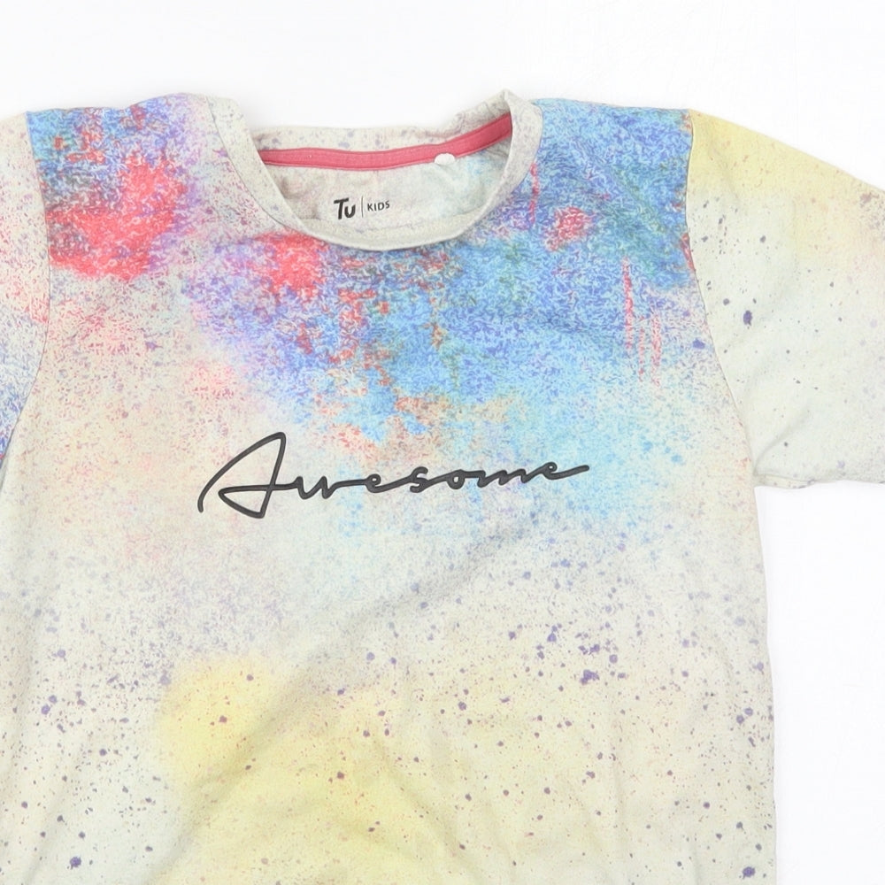 TU Boys Multicoloured  Polyester Basic T-Shirt Size 10 Years Crew Neck Pullover - Awesome