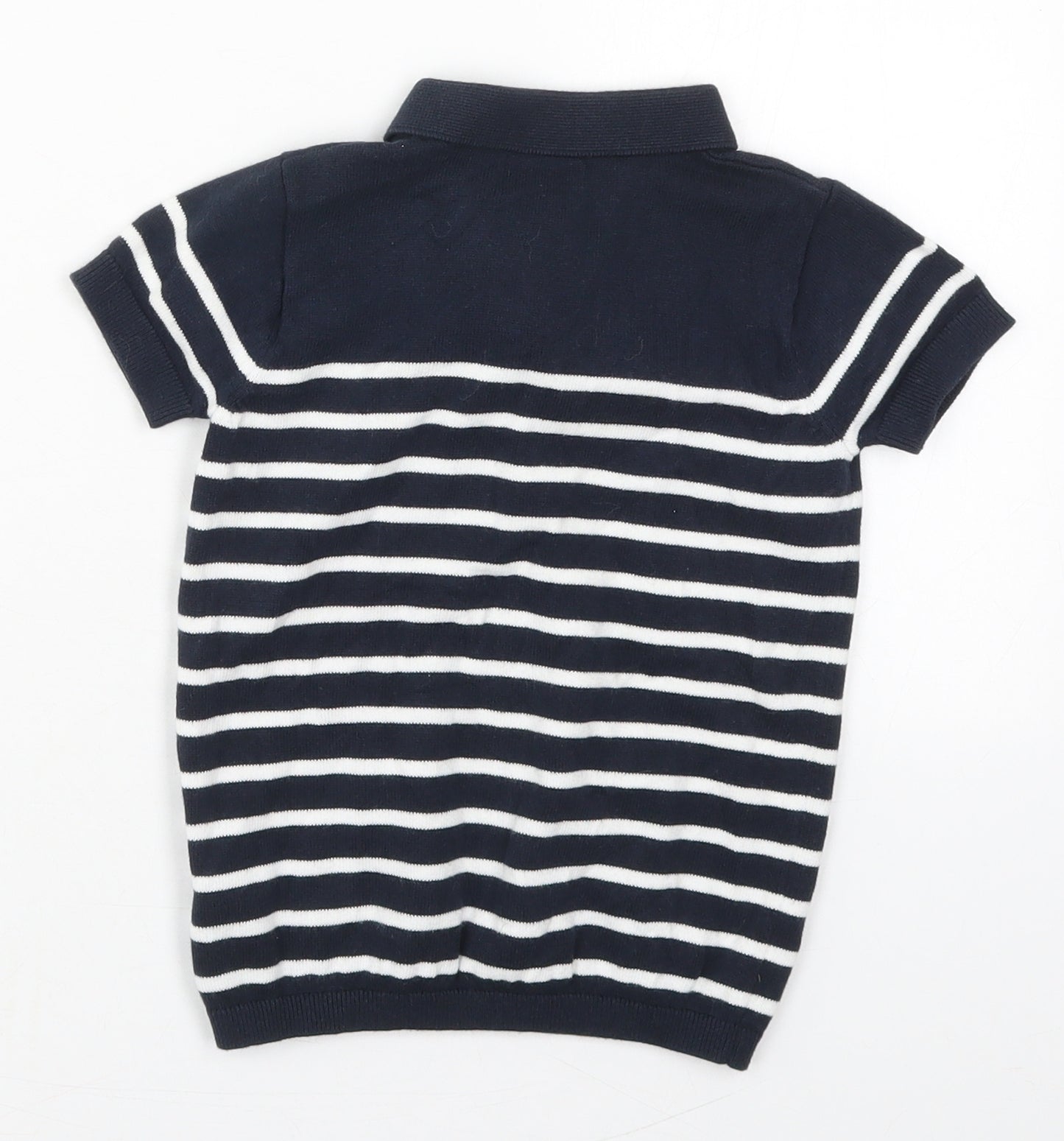 NEXT Boys Blue Striped Cotton Basic Polo Size 4-5 Years Collared Pullover