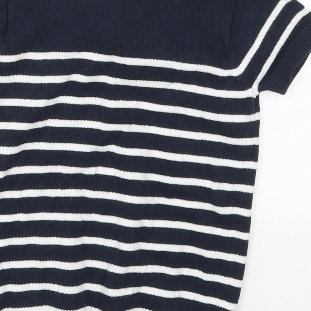 NEXT Boys Blue Striped Cotton Basic Polo Size 4-5 Years Collared Pullover