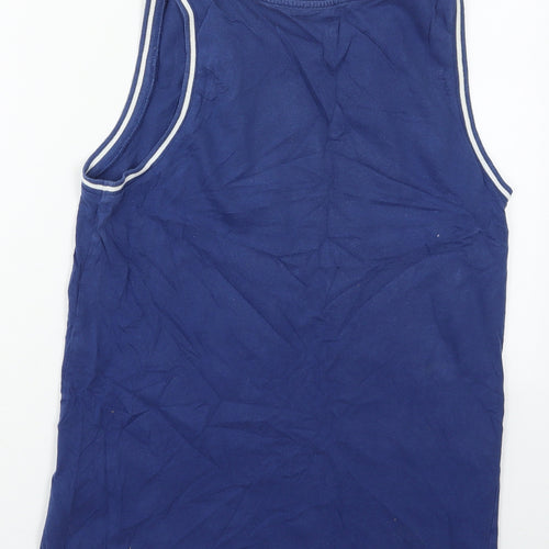 F&F Boys Blue  Cotton Basic Tank Size 13-14 Years Round Neck Pullover - Street Skate Future