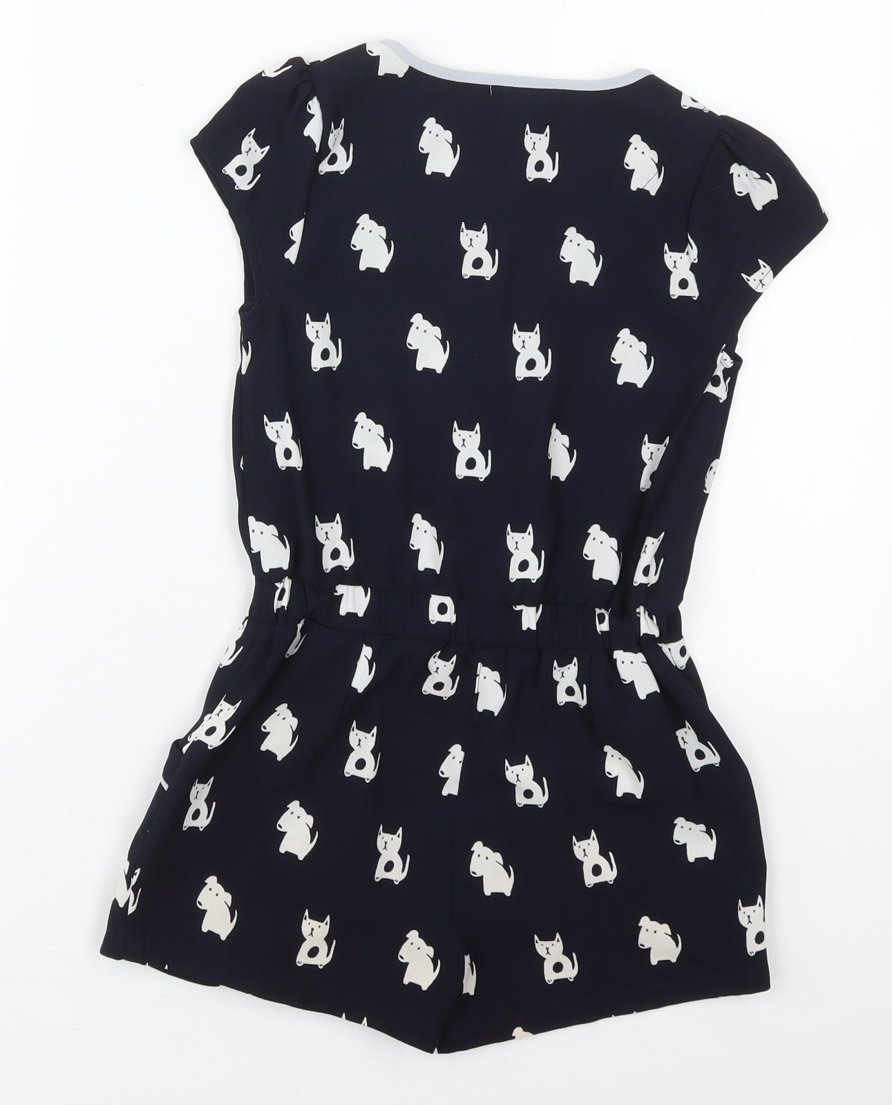 NEXT Girls Black  Polyester Playsuit One-Piece Size 6 Years  Button - Cats and Dogs