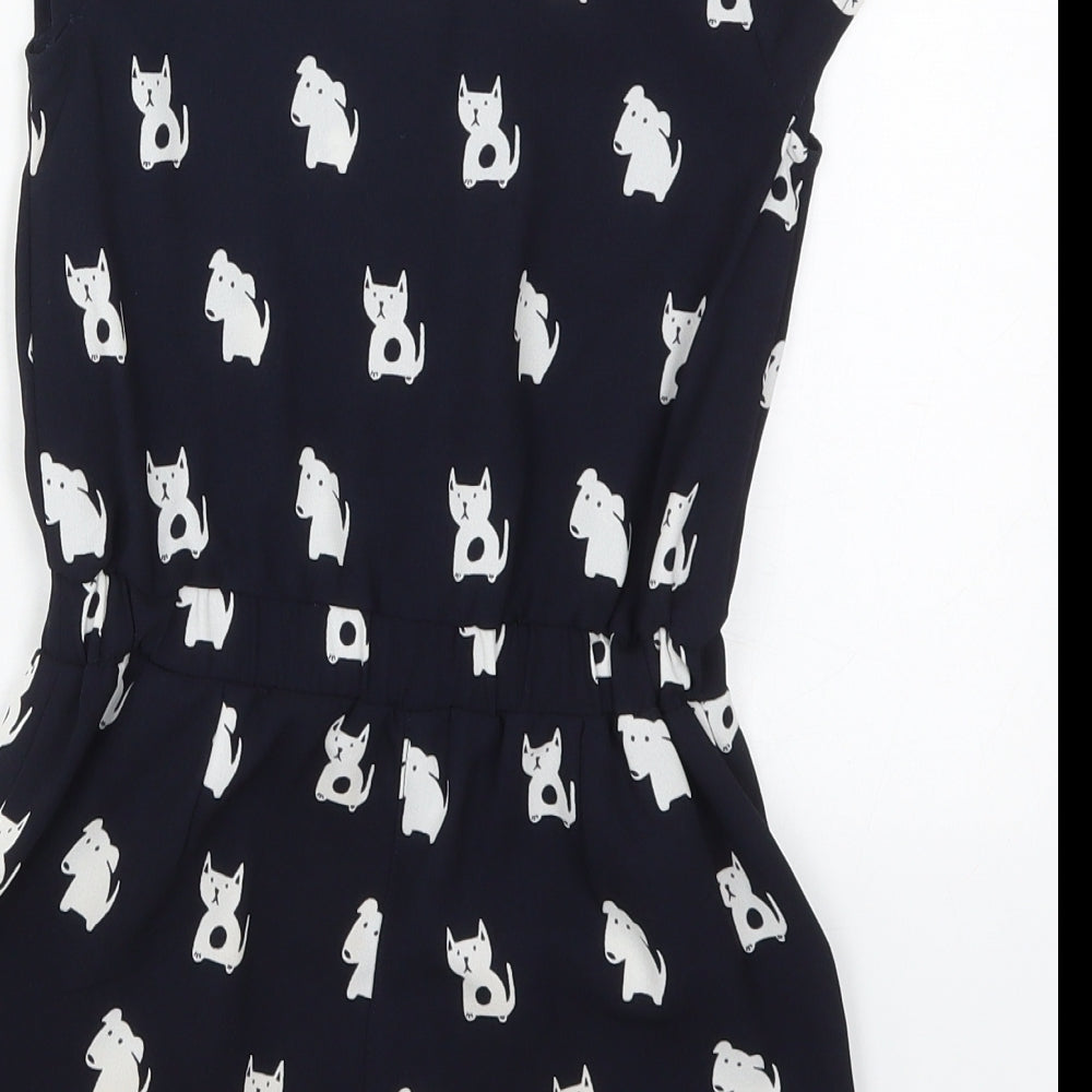 NEXT Girls Black  Polyester Playsuit One-Piece Size 6 Years  Button - Cats and Dogs