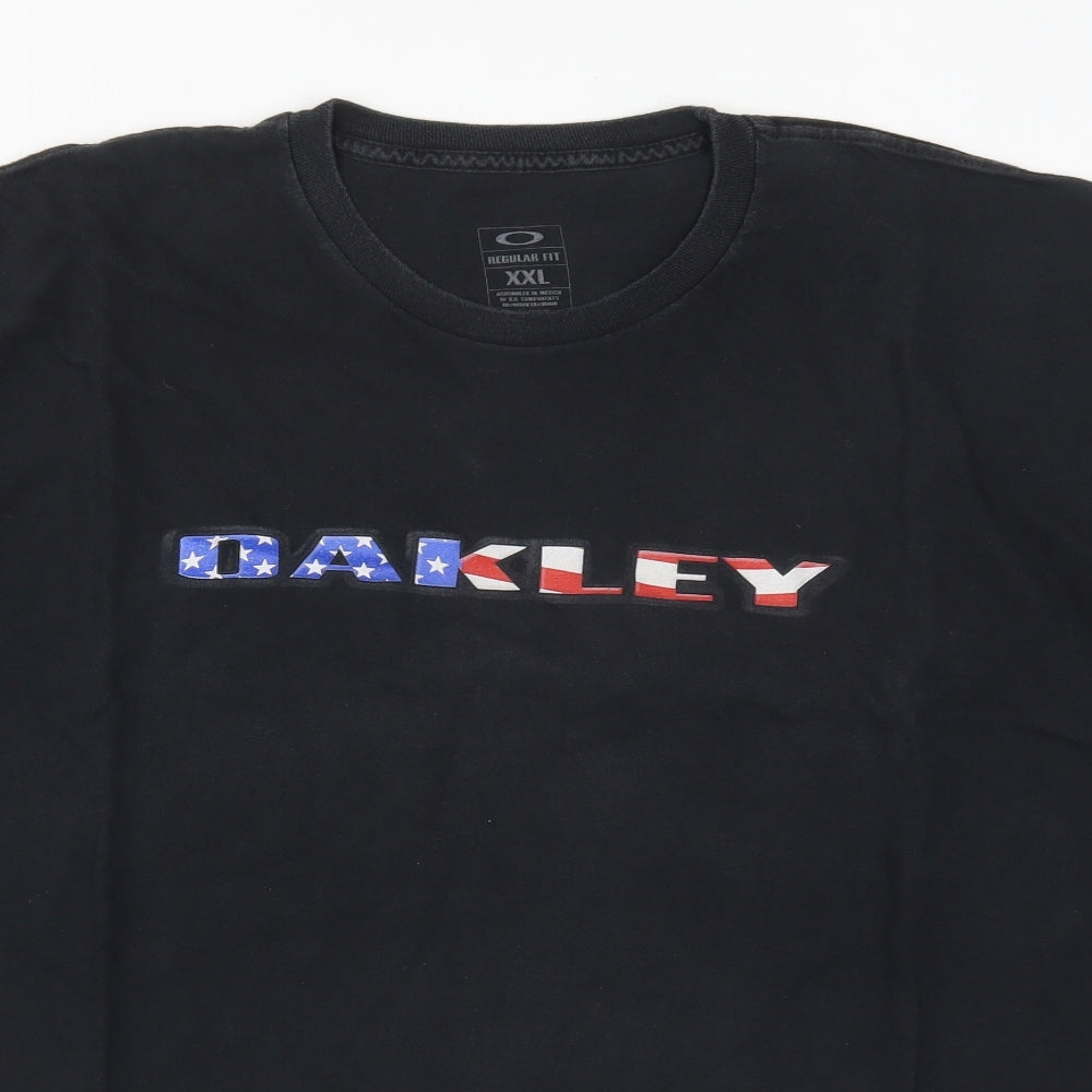 Oakley Mens Black  Cotton  T-Shirt Size 2XL Crew Neck