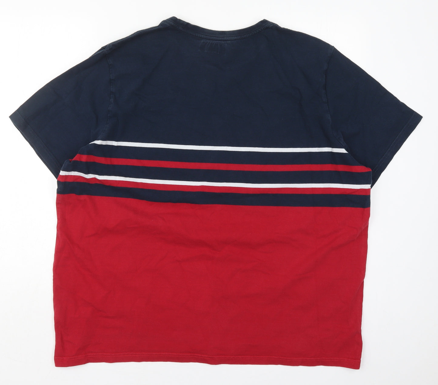 Maine Mens Red Striped Cotton  T-Shirt Size 2XL Crew Neck