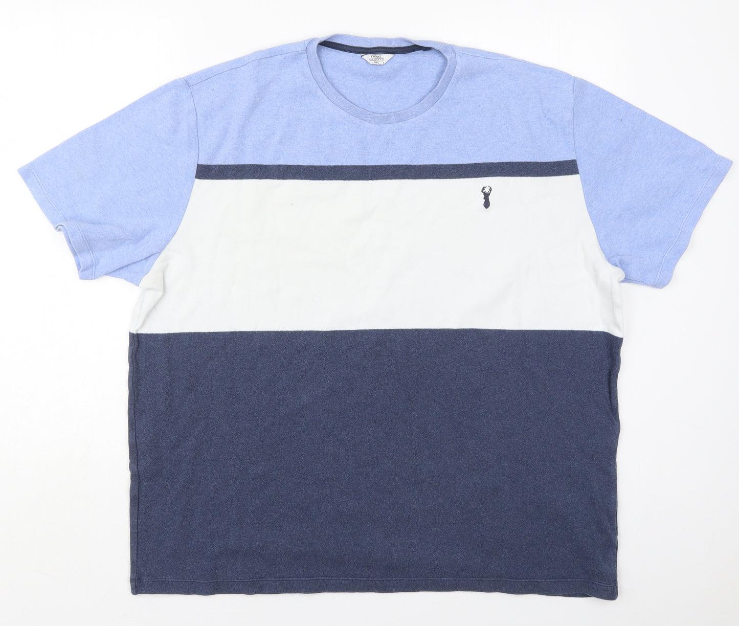 NEXT Mens Blue Striped Cotton  T-Shirt Size 2XL Crew Neck
