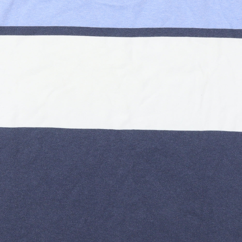 NEXT Mens Blue Striped Cotton  T-Shirt Size 2XL Crew Neck