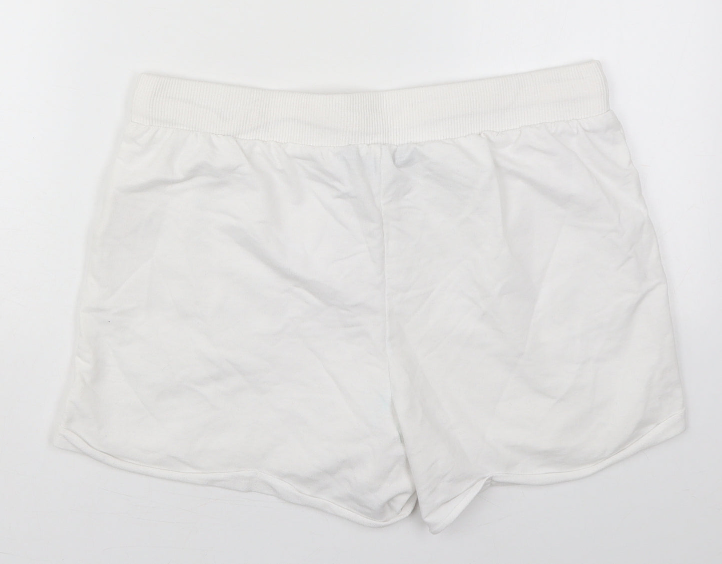 Peacocks Womens White  Cotton Sweat Shorts Size 16 L3 in Regular Drawstring