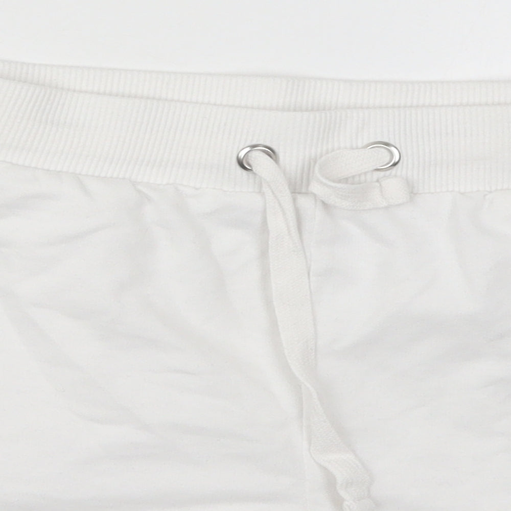 Peacocks Womens White  Cotton Sweat Shorts Size 16 L3 in Regular Drawstring