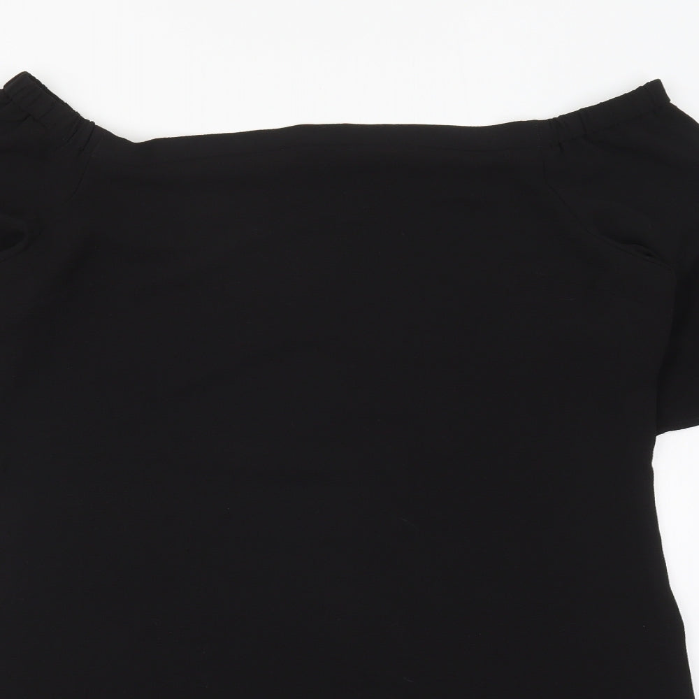 Peacocks Womens Black  Polyester A-Line  Size 16  Off the Shoulder Pullover