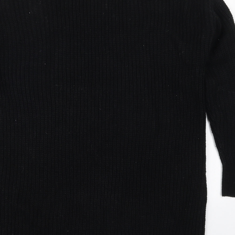 Simply Be Womens Black Round Neck  Acrylic Pullover Jumper Size 12