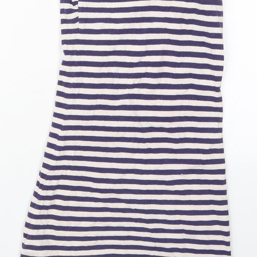 Miss Selfridge Womens Blue Striped Cotton Mini  Size 10  Square Neck Pullover